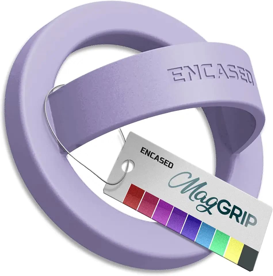 Encased Magnetic Phone Grip Holder (Compatible with MagSafe) Thin Silicone Finger Loop Ring for iPhone (Periwinkle)