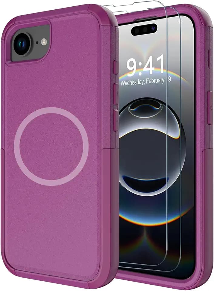 Diverbox for iPhone 16e Case & iPhone 17e Case [Compatible with MagSafe] [Shockproof] [Dropproof] [with Screen Protector ] Heavy Duty Protection Phone Cover (Rose)