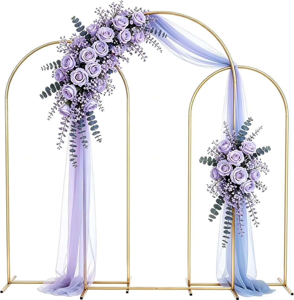 Metal Arch Backdrop Stand 7.2FT+6.6FT+6FT: Wedding Arch Frame for Ceremony Balloon Arch Stand for Birthday Anniversary Wedding Party Baby Shower