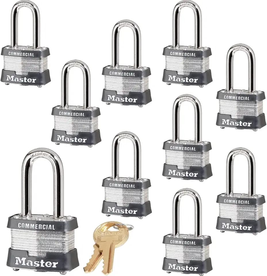 Master Lock - (10) Keyed Alike Locks w/ 20 Keys, 3NKALF-10 w/BumpStop Technologiy