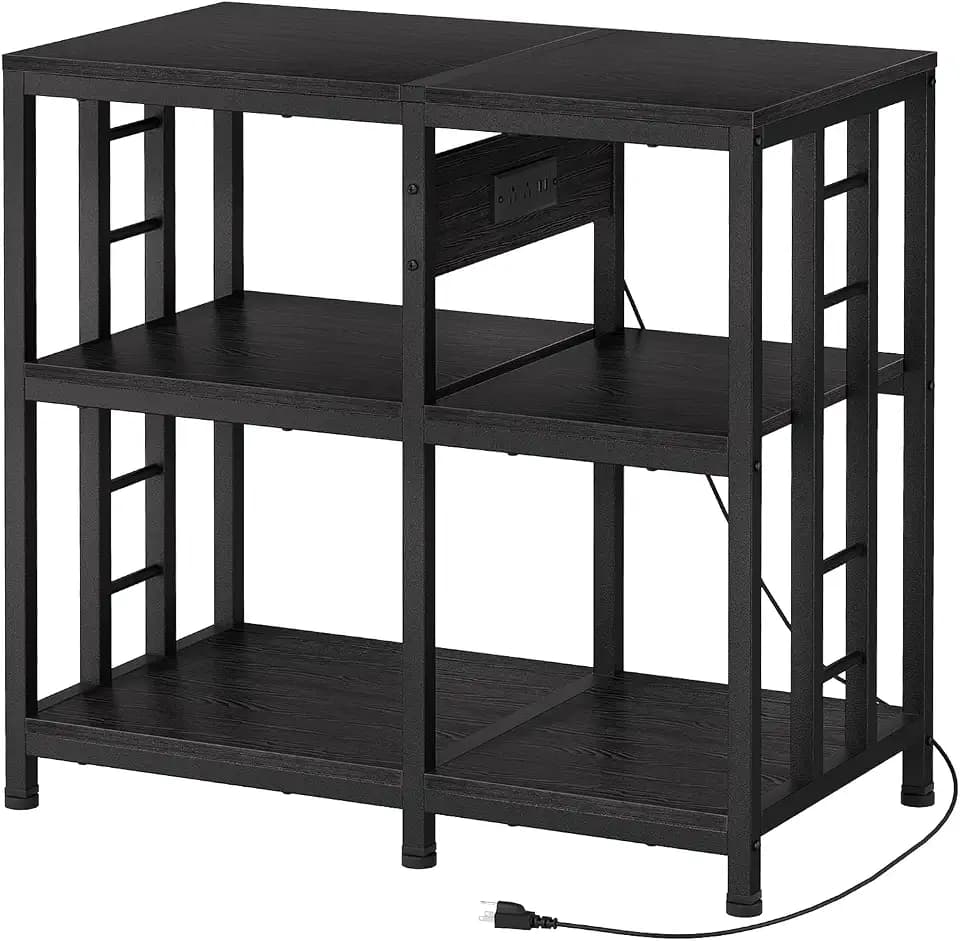 20-29 Gallon Fish Tank Stand with Power Strip, 3-Tier Metal Aquarium Stand, 31.5" L x 16.5" W for 20 Gallon Long Aquarium, 400 lbs Capacity, Black