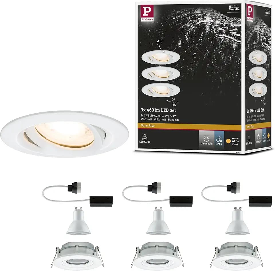 Paulmann Premium EBL Set Name IP65 schwenkbar LED 3x_W 230V GU10 51mm Weiß/Metall
