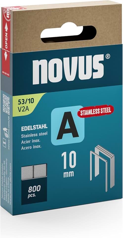 NOVUS TOOLS Feindrahtklammern Typ 53, Edelstahl, 10 mm, 800 Stück