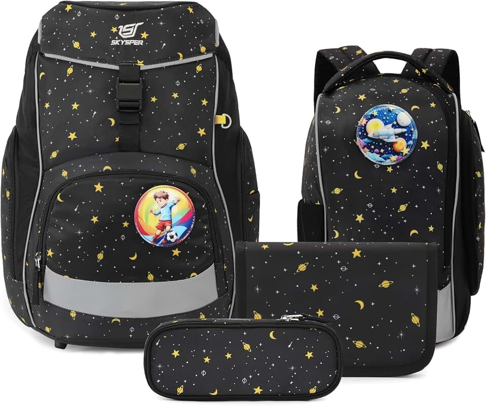 SKYSPER Schulranzen Set 5-teilig für Jungen Mädchen 1. Klasse
