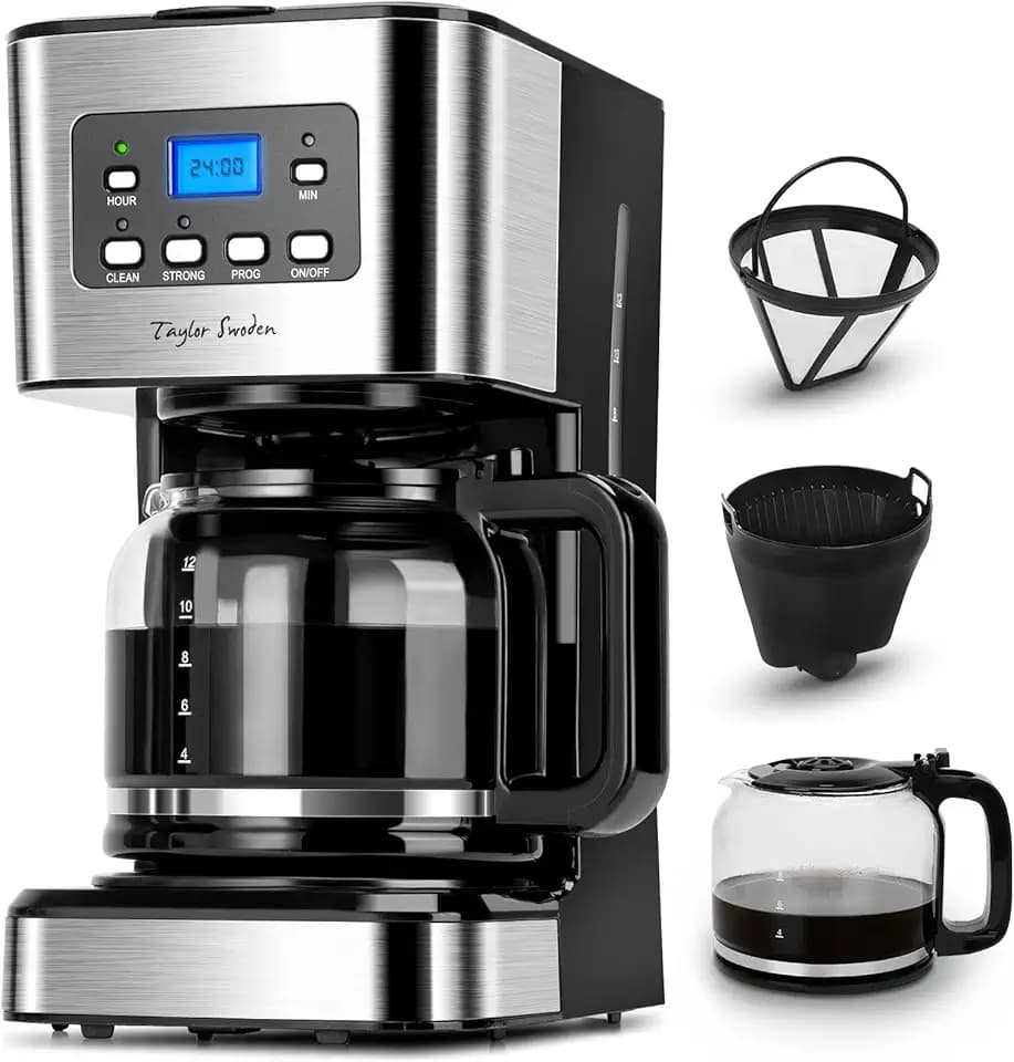 Taylor Swoden Kaffeemaschine mit Timer, Tropf-Stopp, 1.5L, 950W, Schwarz