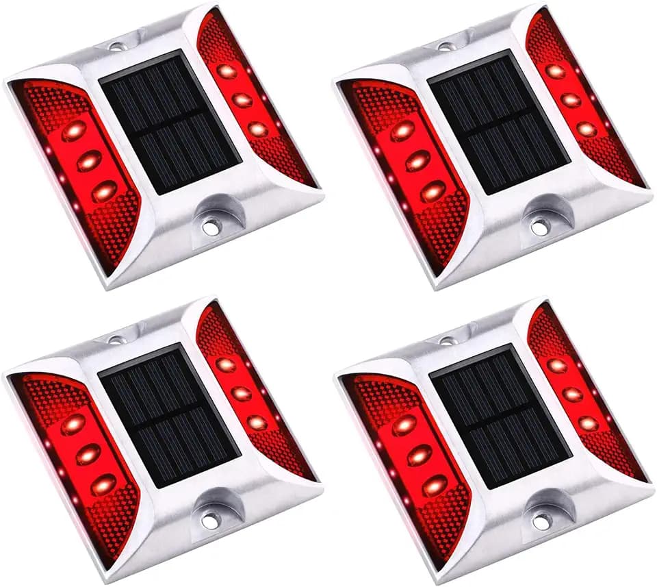 Aolyty Solar Driveway Lights Dock Markers Light Waterproof 4 Pack Red