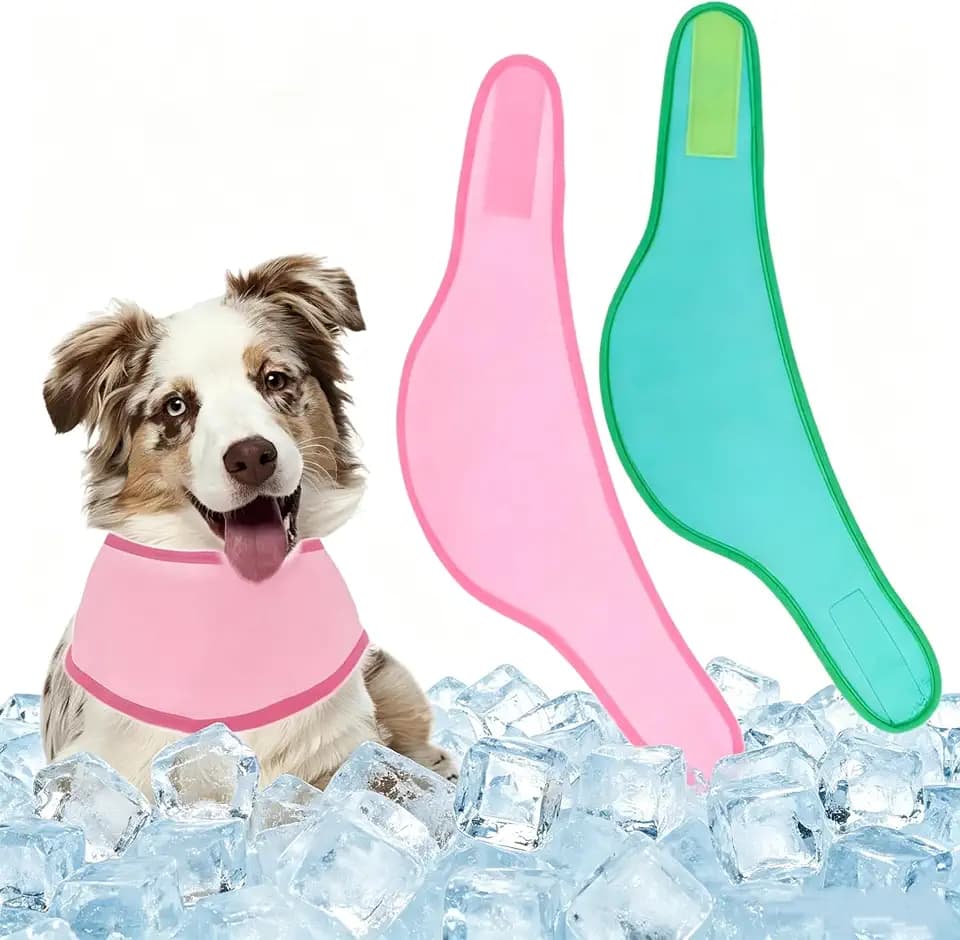 Kühlendes Hundehalstuch, 2er-Pack, verstellbarer Eisschal für den Sommer, Wärmeentlastung, atmungsaktiv, kühlendes Halsband für alle süßen Hunderassen, Rosa + Grün, Größe M