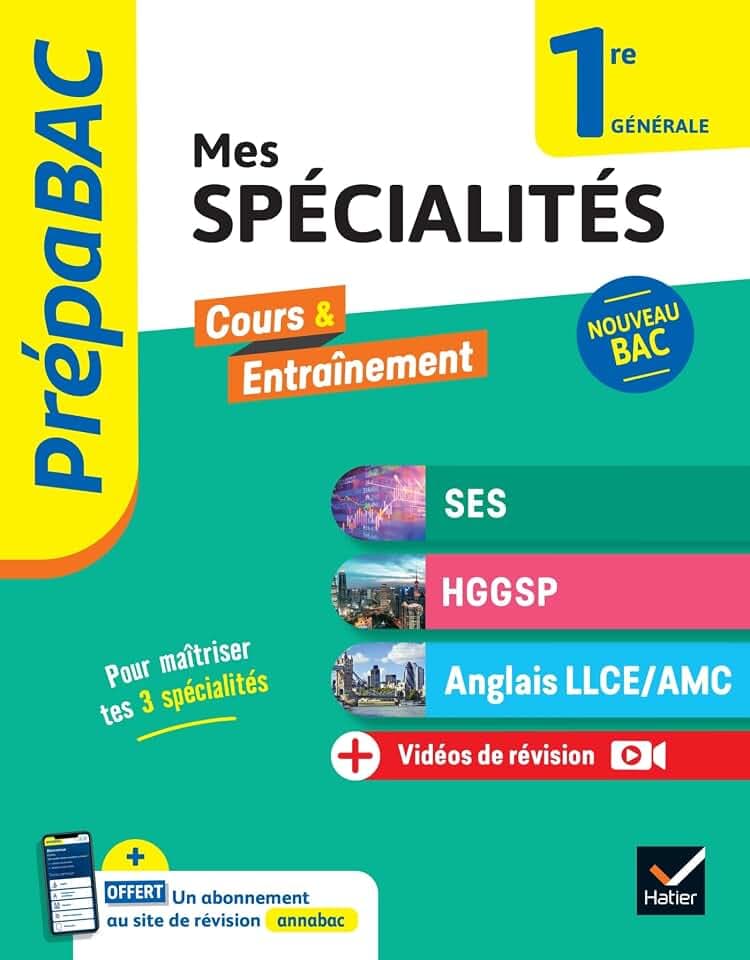 Prépabac - Mes spécialités SES, HGGSP, Anglais LLCE/ AMC 1re générale - 2026-2027: tout-en-un (programme de Première)