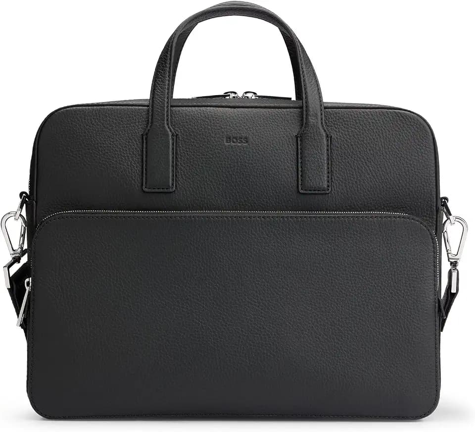BOSS Herren Crosstown S doc case Aktentasche aus italienischem Leder mit Logo-Prägung