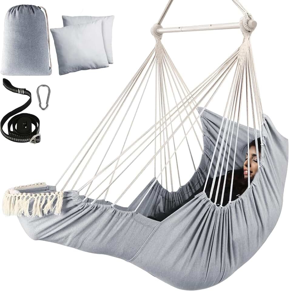 Chihee Hammock Chair Foot Rest 2 Cushions Max 500 lb Metal Spreader Bar