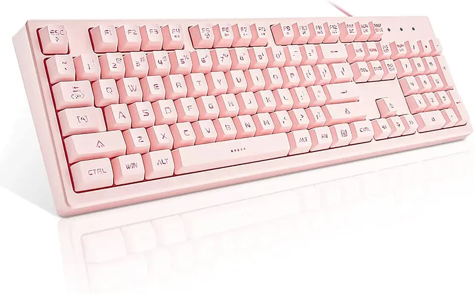 Basaltech Pink Wired Keyboard with White LED Backlit