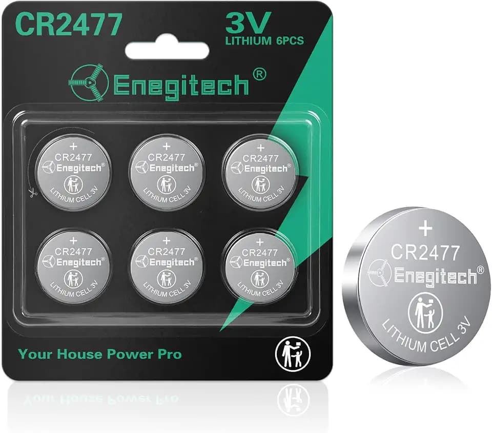 Enegitech CR2477 3V Lithium Knopfzelle, CR 2477 Batterien, 6 Stück
