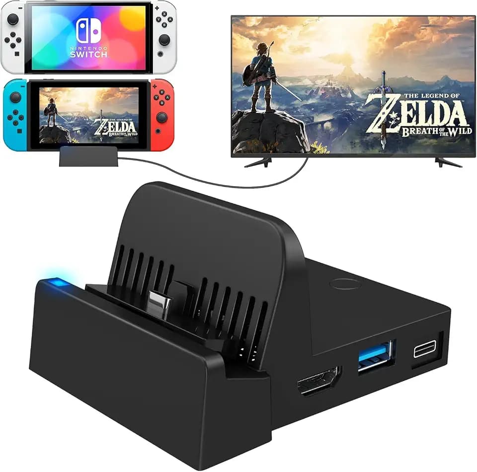 Docking Station, / TV Dock Ladestation, Mini Tragbare Switch/Switch OLED 4K HDMI Adapter Ladestation mit 4K HDMI Schnittstelle,USB 3.0 und Type-C Port
