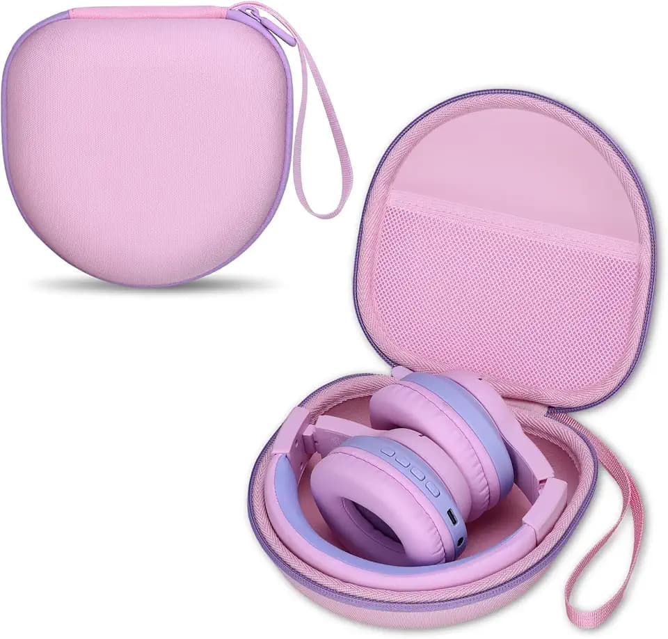 Kids Headphones Case for iClever/Acer Etc Headphone,Pink+Purple,Case Only