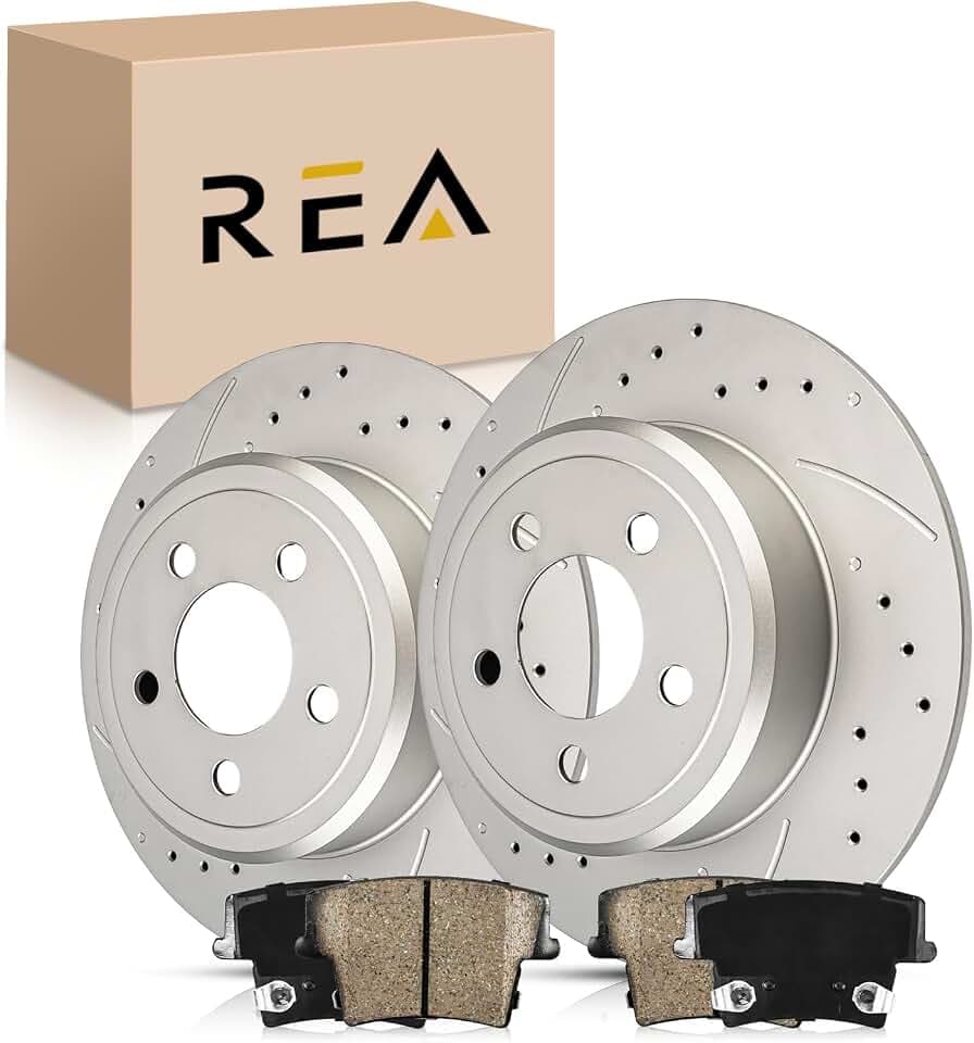 Rear Brake Kit 6PCS Compatible with 2011-2020 Dodge Charger | Chrysler 300 | Dodge Challenger 3.6L V6, Rear Drilled Slotted Brake Rotors Ceramic Brake Pads, 12.6"in(320mm) - Replace 53021