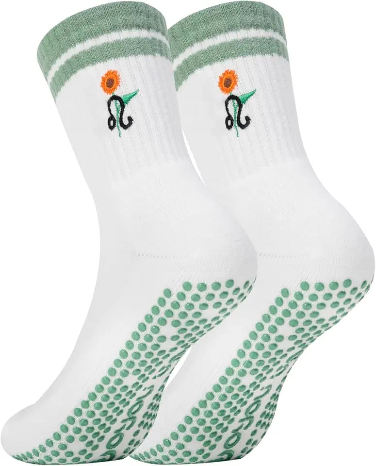 Womens Zodiac Pilates Grip Socks Non Slip Arch Support Crew 1 Pair