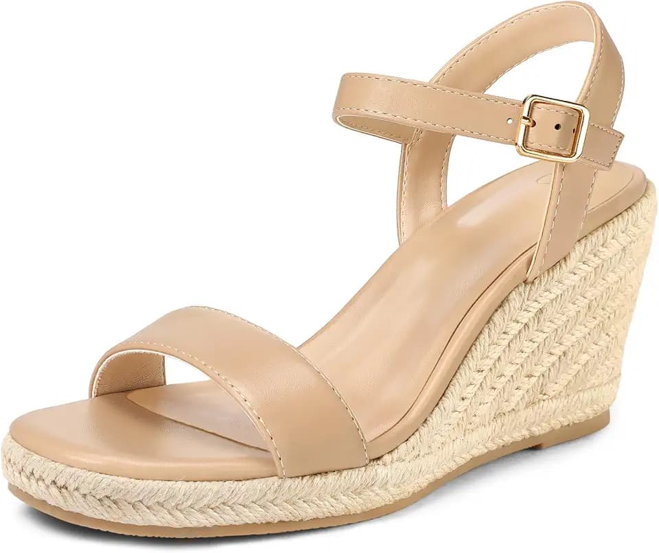 mysoft Women's Espadrille Wedge Sandals Square Open Toe Platform Sandals