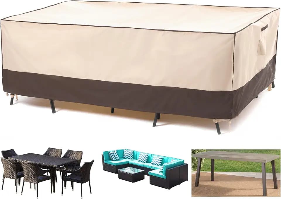 F&J Outdoors Patio Furniture Cover, Beige + Coffee, 86"W x 44"D x 27.5"H