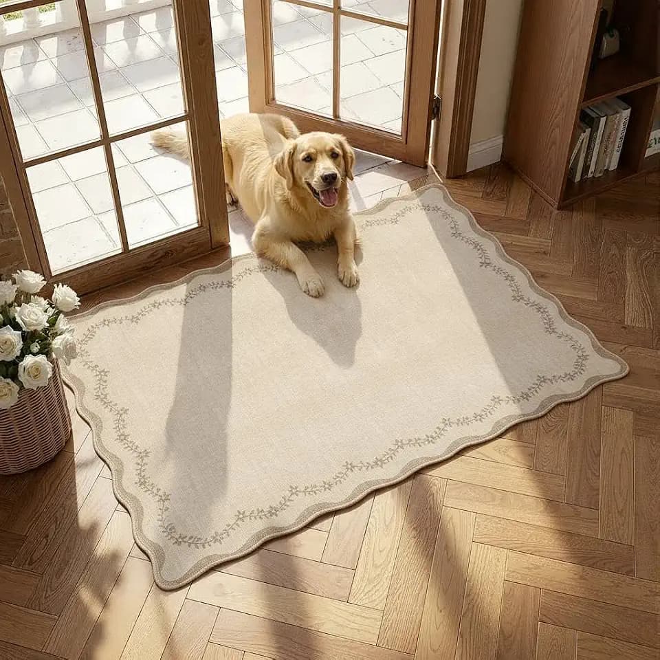 GarveeHome Scalloped Entryway Rug 2x3 Jute Washable Front Door Entry Rug