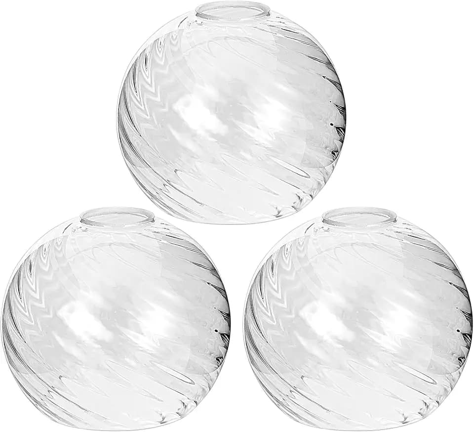 Handblown Clear Hammered Glass Globe Shade– 1.65" Fitter Opening – Replacement Lamp Shade for Pendant Lights, Chandeliers, Wall Sconces, Vanity & Ceiling Fixtures (3 Pack)