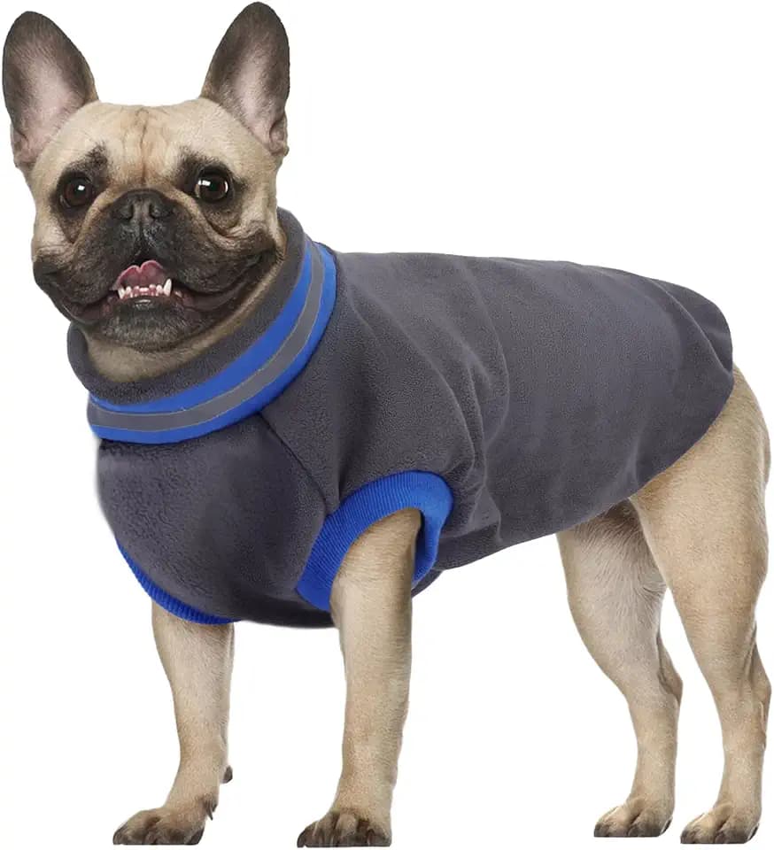 Hundepullover Mittelgroße Hunde, hundemantel mit Klettverschluss Hundeweste Fleece Winter Warm Sweater für Hunde(Grau, M)