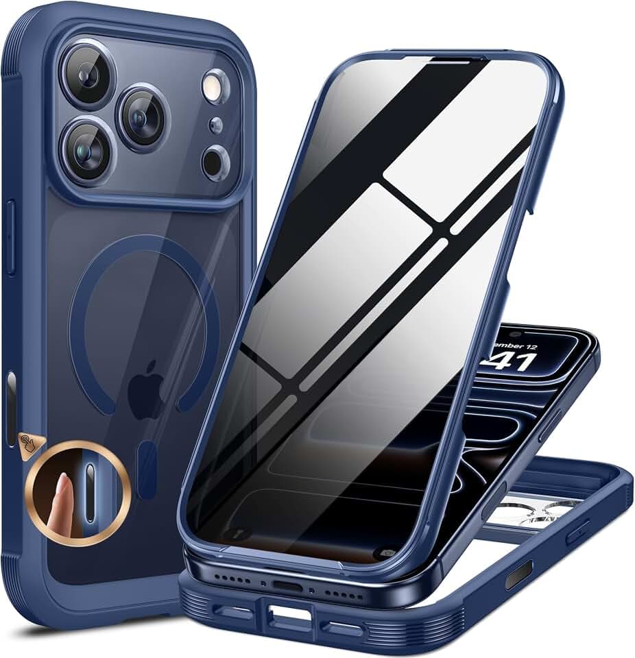 Miracase for iPhone 17 Pro Max Case with Privacy Screen Protector, Blue