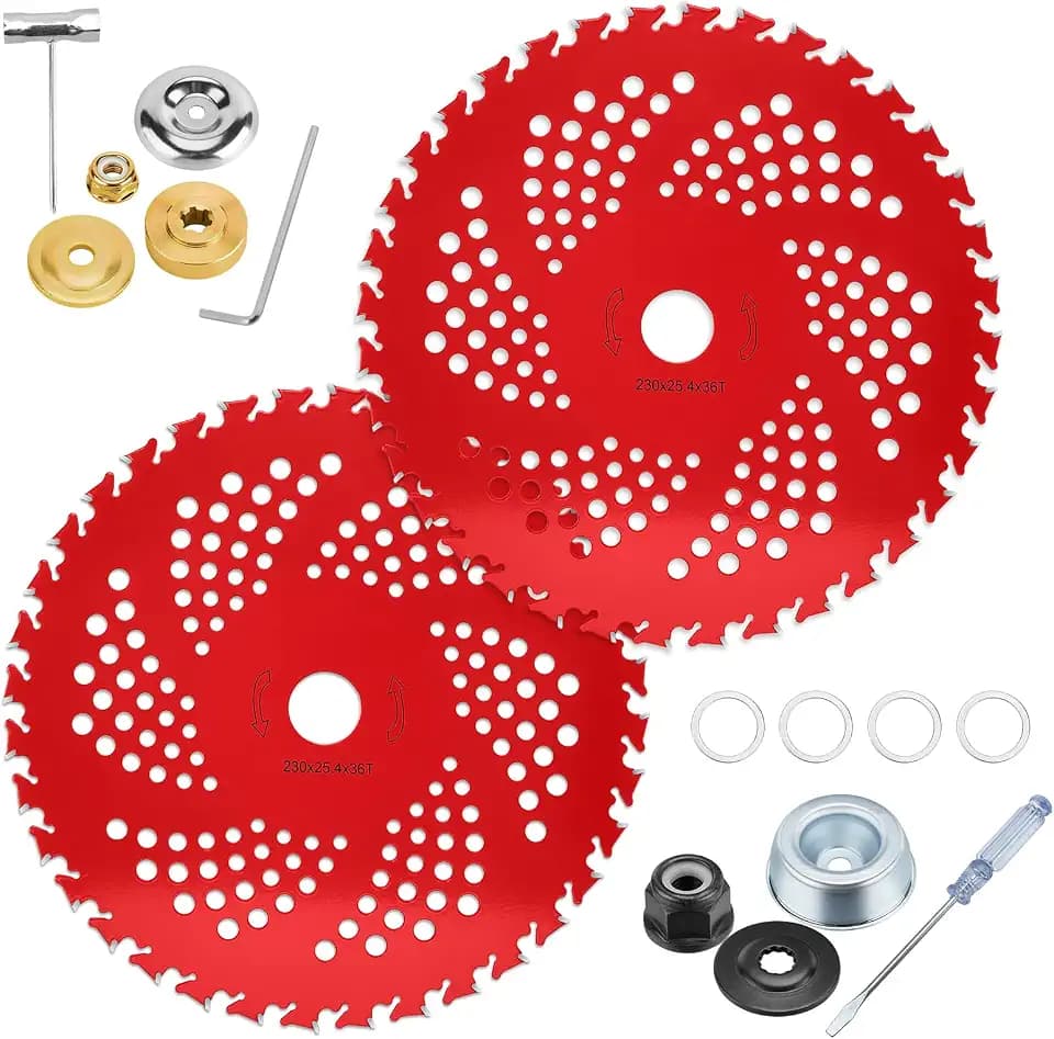 HK 2 Pack 9" x36T Carbide Tip Brush Cutter Blades Weed Eater Blades for Brush Cutter, Trimmer, Weed Eater, Compatible with Husqvarna, Stihl, Fsx, and More