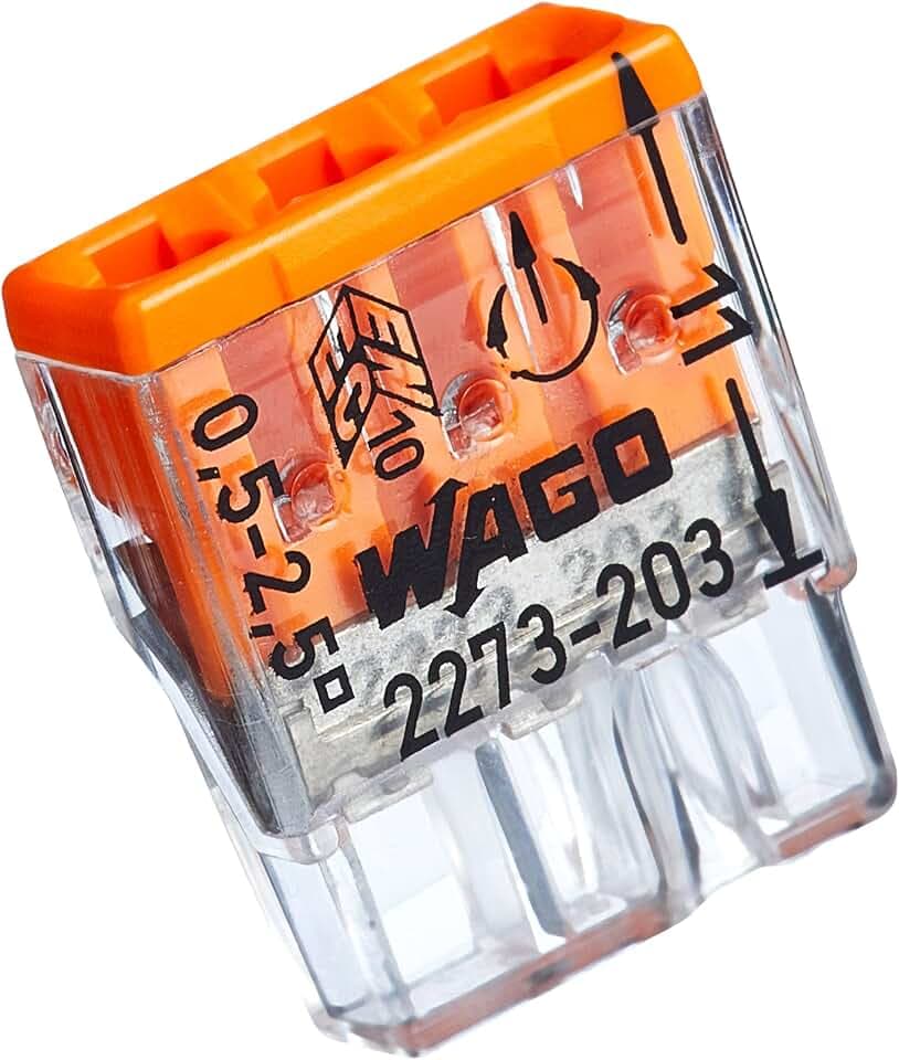 Kopp Wago COMPACT-Verbindungsdosenklemme 3-Leiter-Klemme 0,5-2,5 mm² Inhalt 100 Stück, Transparent/orange