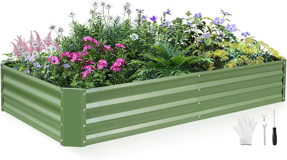 INNO STAGE Galvanized Raised Garden Bed Kit, 6x3x1FT Outdoor Planter Box