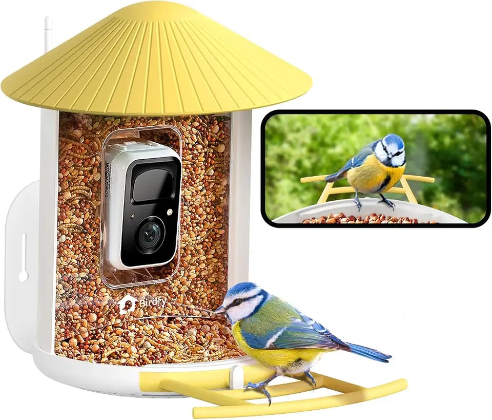 NETVUE by Birdfy Vogelfutterhaus mit Kamera, Vogelfutterstation mit Kamera für Wildvögel, Vogelfutterhaus mit Video Aufnehmen,Vollfarbe Nachtsicht WiFi Kamera Smart Vogelfutterautomat