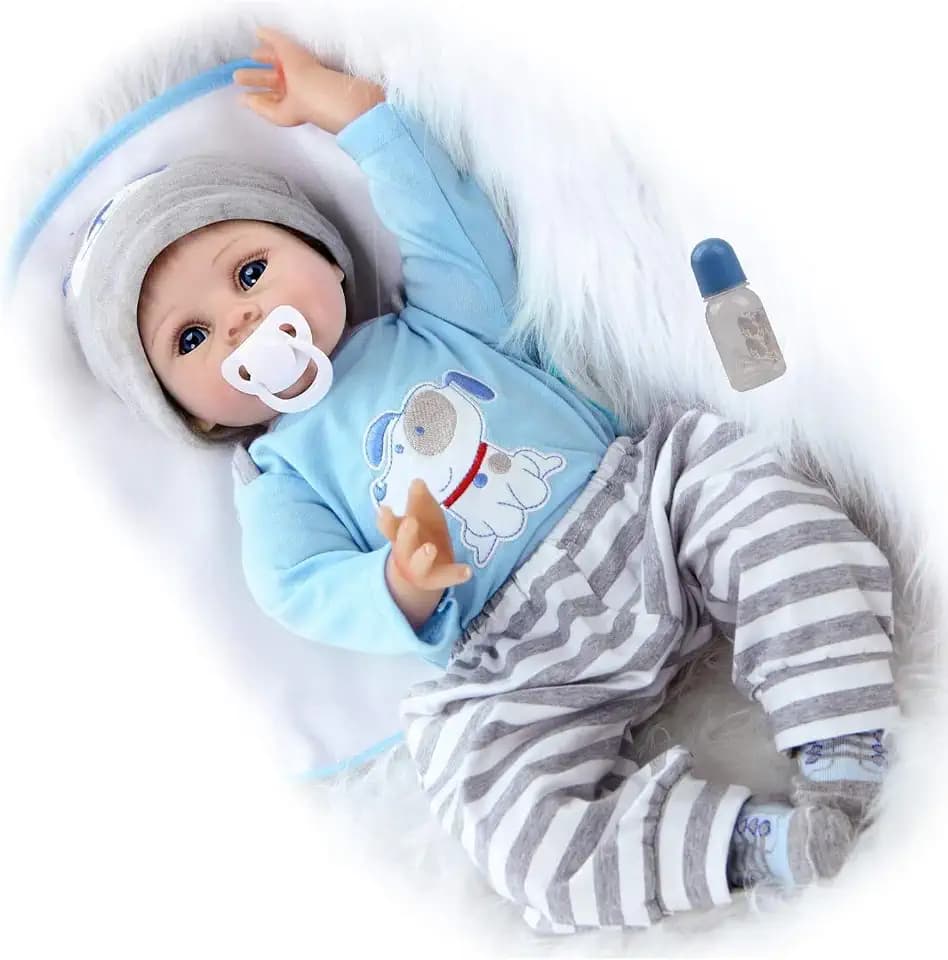 ZIYIUI Reborn Baby Puppe 22 Zoll 55cm Realistische Neugeborenen Handgefertigt Silikon Vinyl lebensecht Baby Puppe Junge Weihnachts Geschenk Geeignet für 3 Jahre +