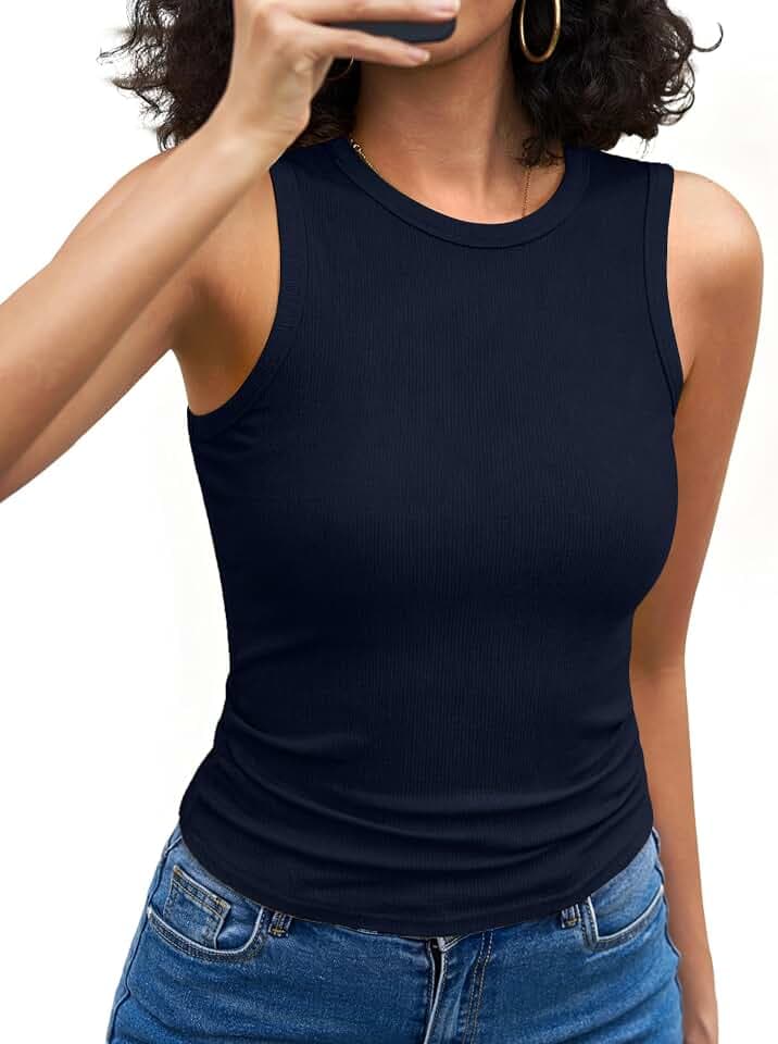 Aottori Tank Top Damen Gerippt Rundhals Slim Fit Sommer