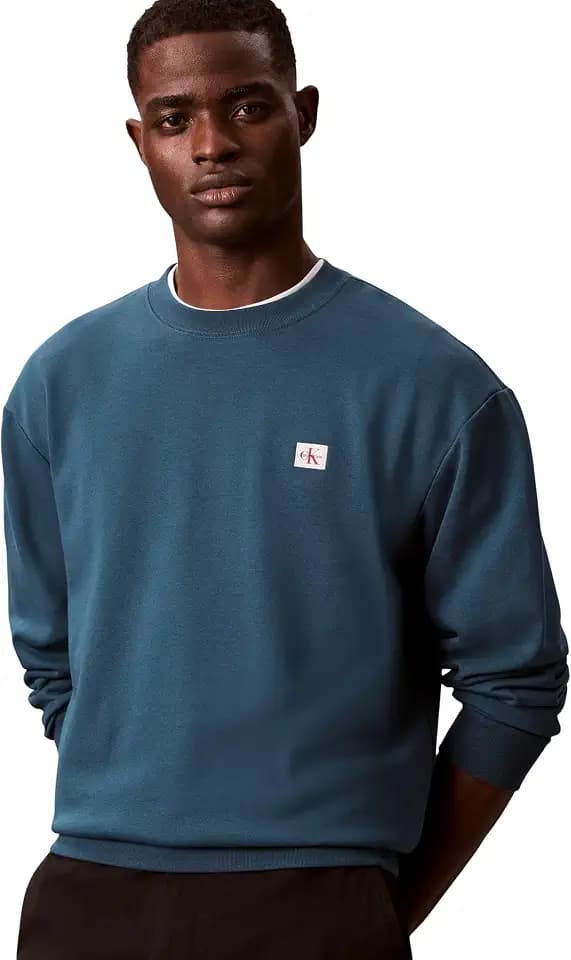 Calvin Klein Herren Sweatshirt Terry Badge mit Rundhalsausschnitt