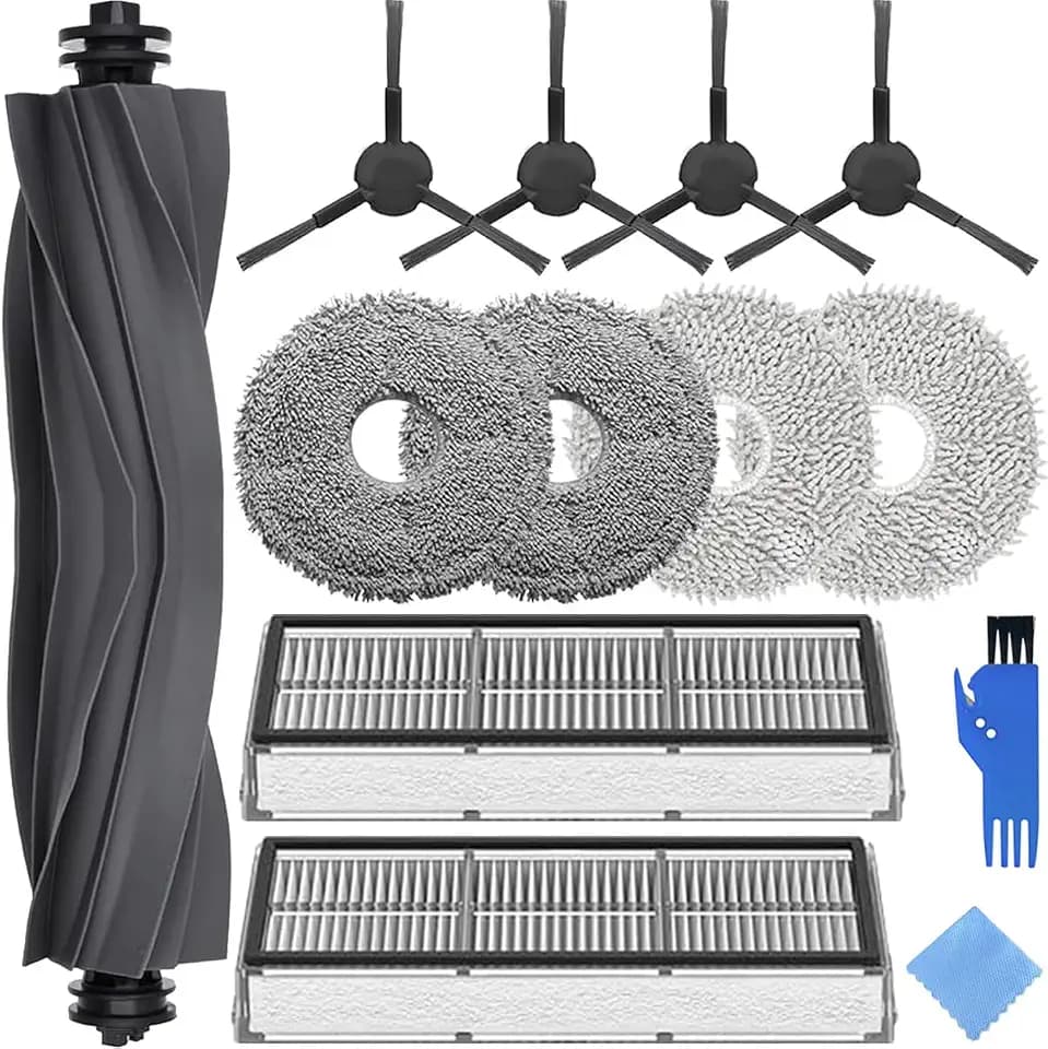 Ersatzteile Zubehör Set für Dreame L10s Pro Ultra Heat X30 Ultra Roboter mit Hauptbürste, 4 Seitenbürsten, 2 Filter, 2 Mikrofasermopps, 2 Langhaarmopps