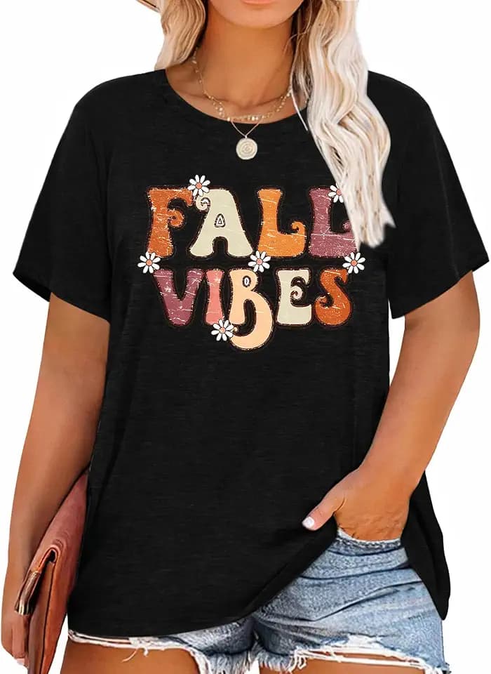 Plus Size Graphic Tees for Women Short Sleeve Loose Fit T-Shirt