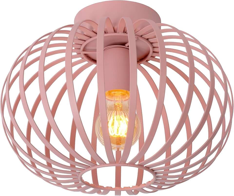LUCIDE MERLINA - Deckenleuchte Kinderzimmer - Ø 30 cm - 1xE27 - Rosa, Grau