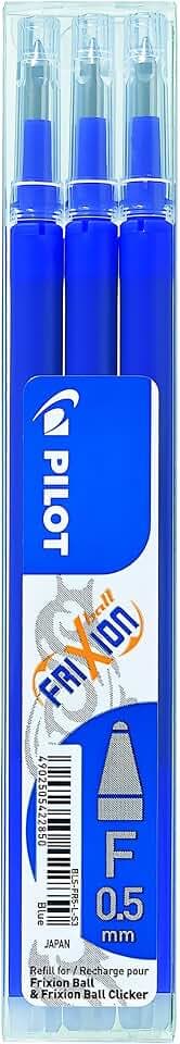 Pilot Pen 2276003F - Ersatzminen Frixion Clicker, Stärke: 0,5 mm, blau, 3 Stück