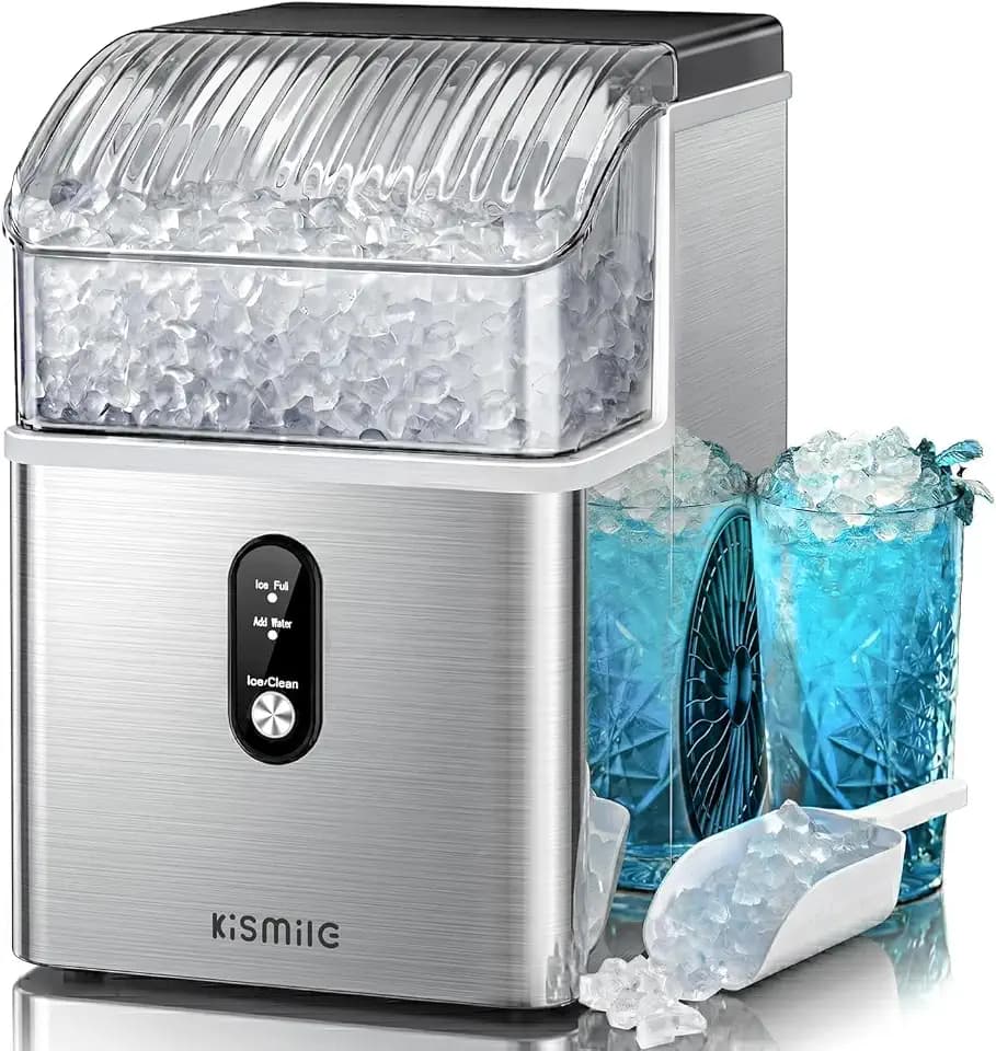 Kismile Nugget Ice Maker Countertop, 35 lbs/Day, Stainless Steel