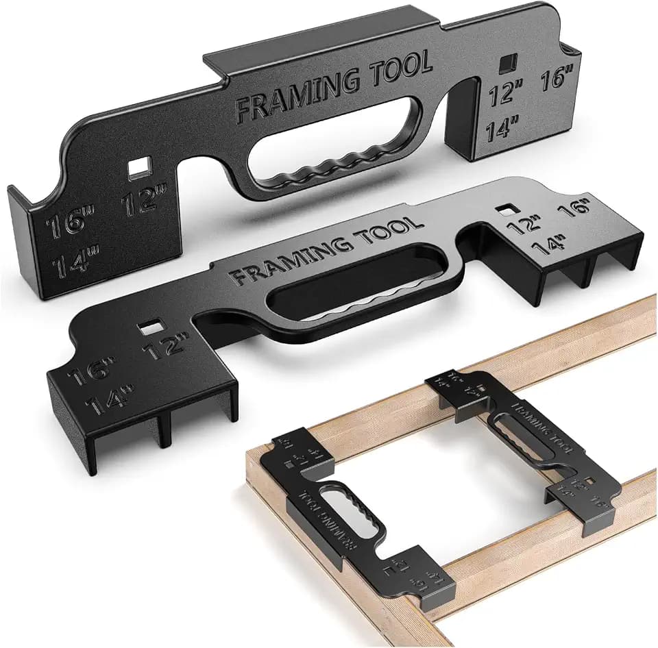 (2PCS) 3 in 1 Metal Framing Tools,16 Inch on Center Framing Layout Tool,Cast Aluminum Framing Spacing Tool,Measurement Framing Jig for Walls,Roofs,Floors or Ladders