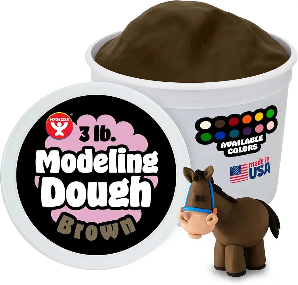 Hygloss Play Modeling Dough for Kids, Brown, 3lb, Unscented
