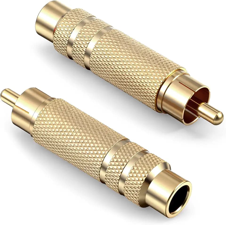 RCA‑Connector to 1/4 Inch Adapter, Gold Plated RCA‑Connector Male Plug to 6.35 mm 1/4 Inch TS Female Audio Converter Male Plug Adapter for Speaker, Microphones, Guitars and Audio Equipment, 2 Pack
