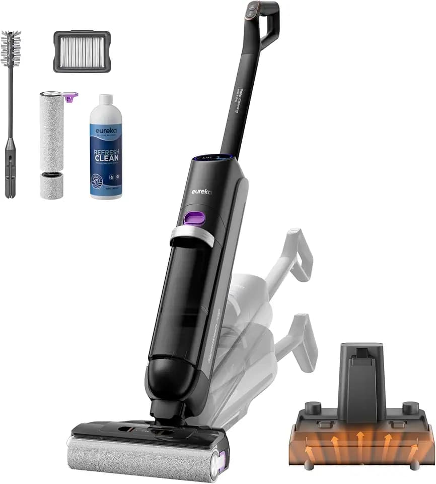 Eureka RapidWash NEW730 Nass Trockensauger, 21.600Pa Saugwischer, 85 °C Bürstenpflege, 5 Min. schnelle Heißlufttrocknung, 170° Neigung, 3-seitige Kantenreinigung, verhedderungsfrei