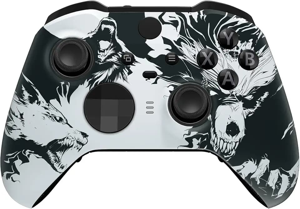 eXtremeRate New Wolve Soul Replacement Faceplate for One Elite Controller Series 2 (Model 1797), Soft Touch Front Housing Shell & Accent Rings for Elite Series 2 Core Controller