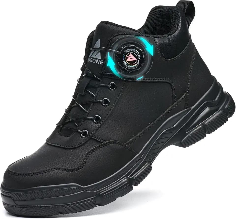 Sicherheitsstiefel Herren Damen Sicherheitsschuhe Leicht Wasserdicht Arbeitsschuhe rutschfest Hoch Stahlkappenschuhe Arbeitsstiefel mit Drehverschluss