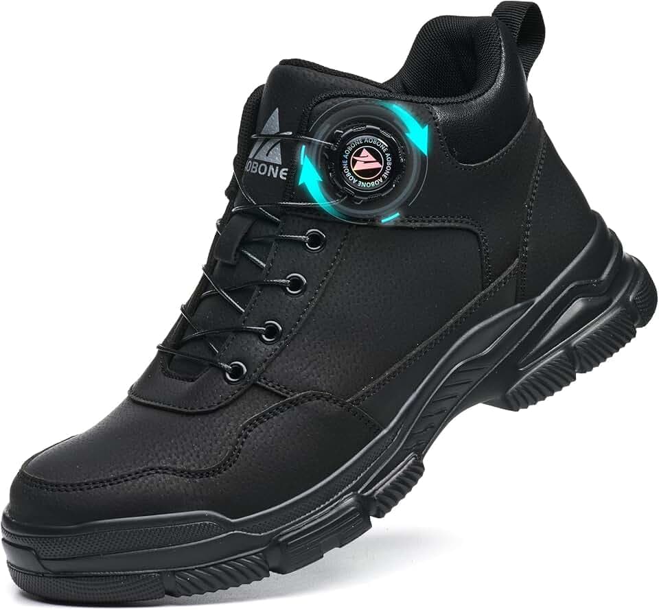 Sicherheitsstiefel Herren Damen Sicherheitsschuhe Leicht Wasserdicht Arbeitsschuhe rutschfest Hoch Stahlkappenschuhe Arbeitsstiefel mit Drehverschluss