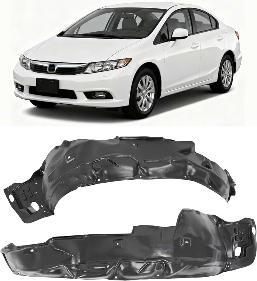 ALMULOO Front Fender Liner Inner Panel Compatible with 2012-2015 Honda Civic GX SE Replacement for HO1248143 HO1249143 74101TR0A50 74151TR0A50 Wheel Liner Splash Shields Guard