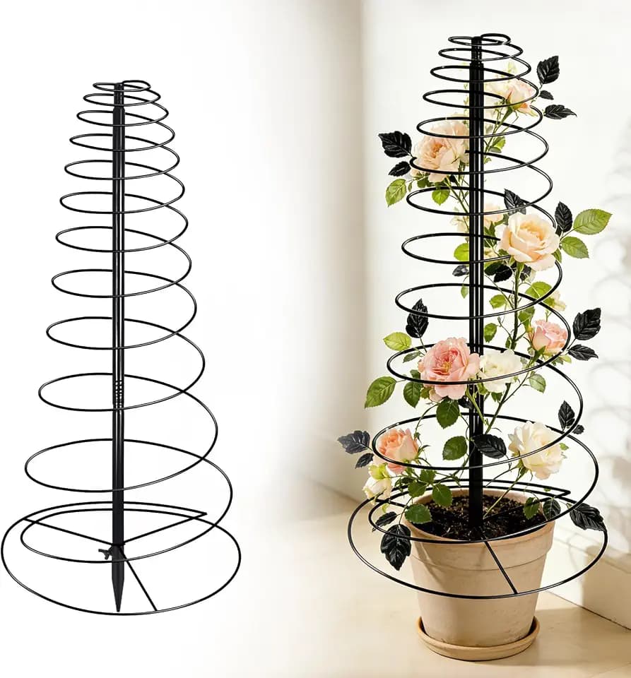 Rosen Rankhilfe Metall für Kletterpflanzen, 40-180cm Verstellbarer Höhe Pflanzen Rankhilfe für Gemüse Blumen Rebe Unterstützung, Boden mit Befestigung