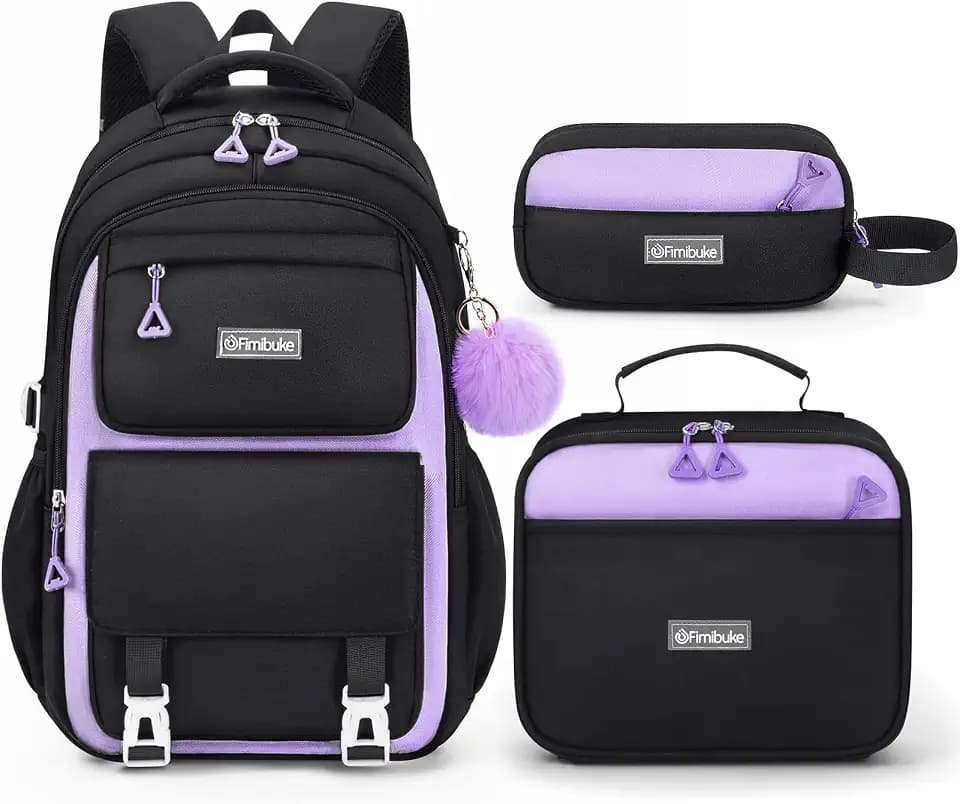 Fimibuke Waterproof Backpacks for School Girls with Lunch Box & Pencil Case
