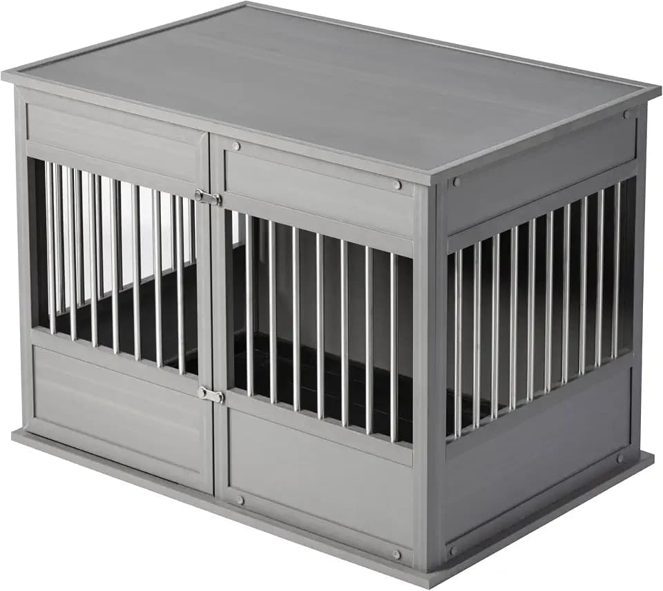 New Age Pet® ECOFLEX® Horizon Dog Dog Crate & End Table, Large, Grey