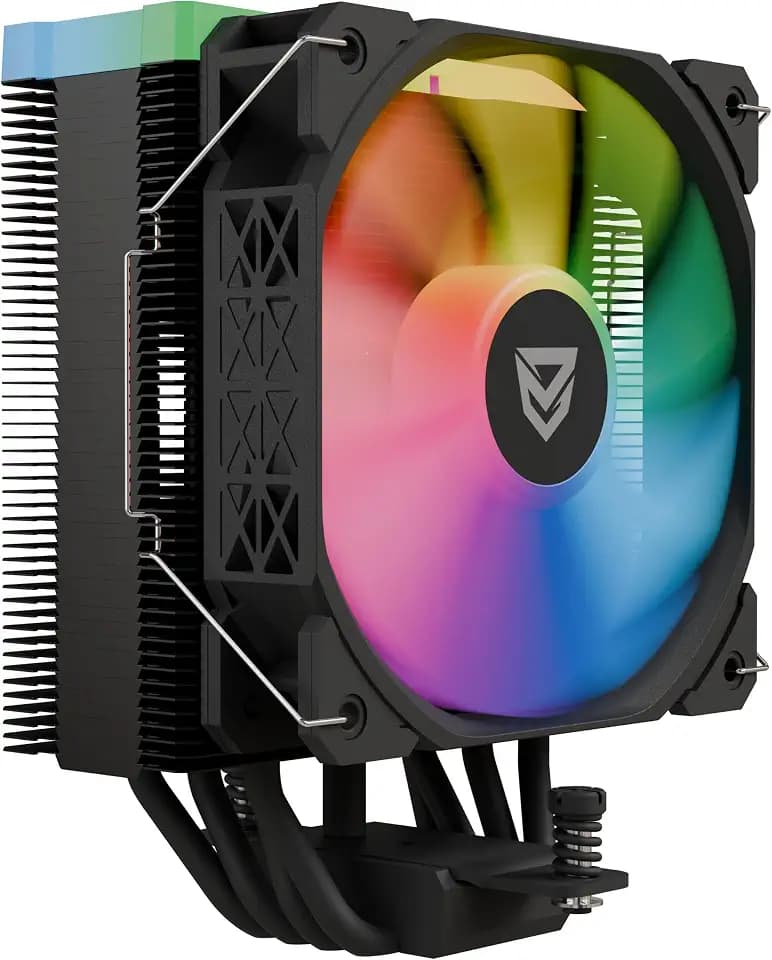 Nfortec Centaurus X2 CPU-Luftkühler, 4 Rohre mit 120 mm, ARGB-Beleuchtungstechnologie, Lüfter mit PWM-Steuerung, INTEL- und AMD-Sockel, Schwarz